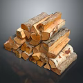 Stacked Natural Split Firewood Logs For Home Heating And Cooking Use