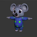 Adorable 3D Koala Character Wearing Blue Onesie With Green Stars And Arms Outstretched