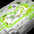 HE REALTY Exhibition Booth Design With Green White Curved Structure And Interior