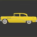 Shiny Yellow Classic Car With Retro Design Chrome Accents And White Wall Tires