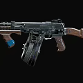 Vintage Submachine Gun with Wooden Stock and Drum Magazine Classic Design Metal Parts