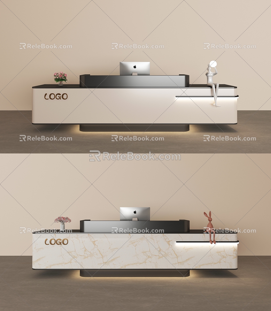 Modern minimalist reception desk 3d model