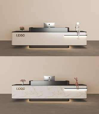 Modern minimalist reception desk 3d model