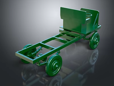 Green Industrial Equipment with Long Frame Structure and Heavy Duty Wheels for Transport 3d model