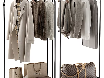 Trendy Fashion Shoes With Stylish Coats Sweaters And Designer Shopping Bags 3d model