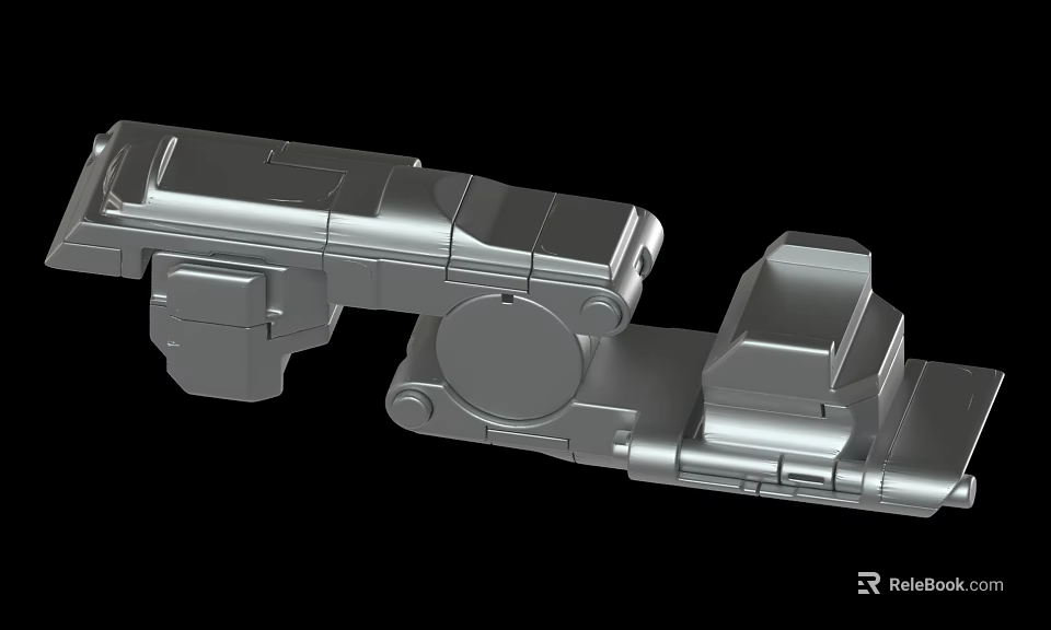 Silver Metal Mechanical Device 3D Model With Complex Structure And Connected Components 3d model