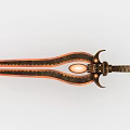 Ancient Decorative Sword Featuring Bronze Metal Craft Central Gemstone And Ornate Hilt