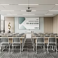 Modern Conference Room Interior With Tables Chairs And Team Building Screen