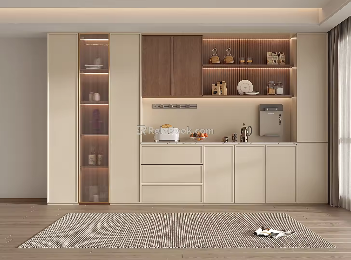 Middle-style meal side wine cabinet 3d model