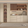 Middle-style meal side wine cabinet 3d model