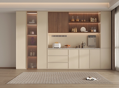 Middle-style meal side wine cabinet 3d model