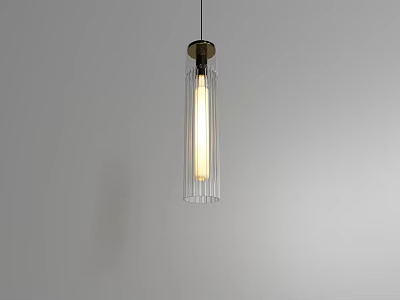 Modern Glass Pendant Light with Cylindrical Shape and Brass Finish for Interior Design 3d model