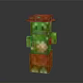 Pixel Style Green Character Decorative Figurine With Red Hat And Orange And Green Block Body