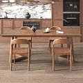 Wooden Dining Table With Four Chairs Vase Dried Branches Candles Tray And Open Book