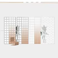 Modern Glass Room Divider With Gray Orange Gradient And Green Plants Orange Chair