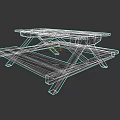 Wooden Picnic Table With Attached Benches For Outdoor Public Area Seating