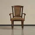 Vintage Style Leisure Chair With Wooden Frame Leather Upholstery And Carved Legs