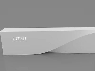 Modern Minimalist Reception Desk With Sleek Curved Design And Logo 3d model