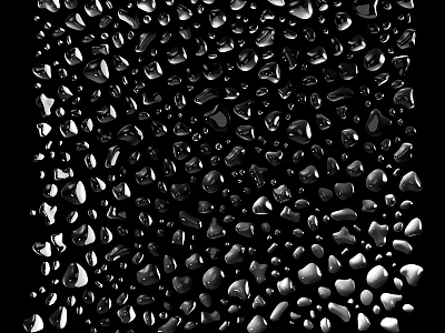 Detailed Close Up Water Droplets Texture On Black Background Surface 3d model