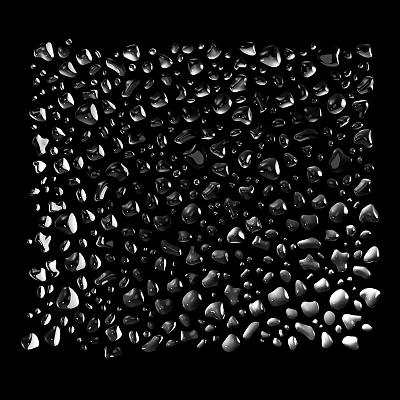 Detailed Close Up Water Droplets Texture On Black Background Surface 3d model