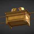 Golden Household Decorative Chest With Ornamental Objects And Long Poles