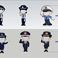Billboard Featuring Cartoon Police Officers In Different Poses With Uniforms And Hats