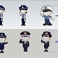 Cartoon Police Human Figure Brand Public Security Figure Brand Cartoon Police Little Person Punches in to Take Photos Faceless Human Figure Brand Human Figure Display Rack Yi Labao KT Board 3d model