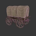 Vintage Covered Wagon With Canvas Top And Wooden Wheels Design