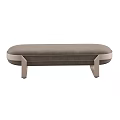 Modern Dark Brown Upholstered Sofa Bench With Light Metal Frame Design 3d model
