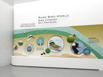 Crane Bird World Exhibition Wall Featuring Sky Traveler Themes And Educational Graphics 3d model
