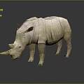 3D Rendered Light Colored Rhino Standing On Dark Background With Horn And Reflection