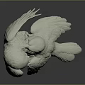 White Bird Sculptures As Flying Animals With Cuddling Pose And Spread Wings On Gray Background