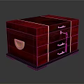 Elegant Red Display Cabinet Shelf With Glossy Finish Golden Handles And Stylish Drawers