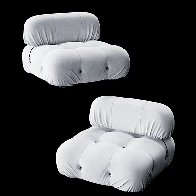 Plush Modern Single Sofa With Soft Velvet Upholstery And Button Tufted Design 3d model
