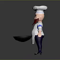 3D Cartoon Chef Character With Red Beard Wearing Chef Hat Holding Frying Pan
