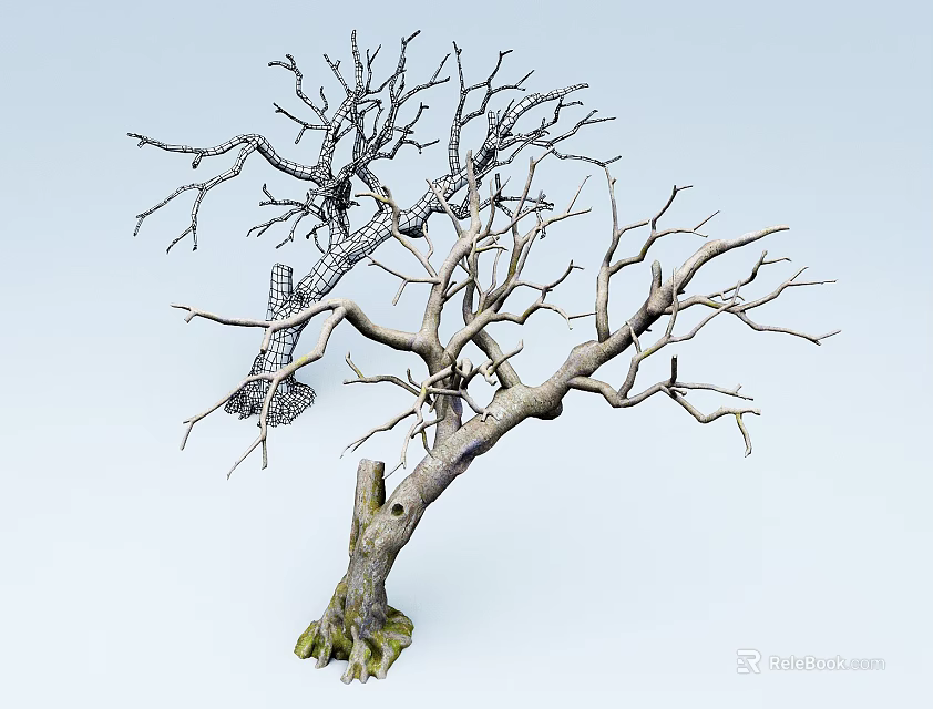 Bare Branch Arbor With Exposed Root System And Twisted Trunk Structure 3d model 
