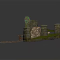 Rustic Stone Bridge With Decorative Pillars Green Accents And Stone Paved Ground