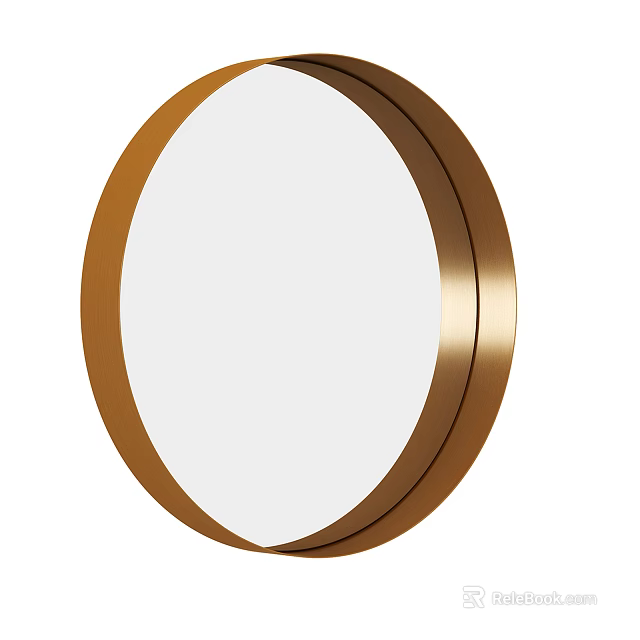 Modern Round Mirror With Gold Frame And Double Ring Design For Home Decor 3d model 