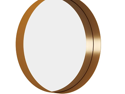 Modern Round Mirror With Gold Frame And Double Ring Design For Home Decor 3d model