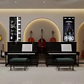 School Music Corridor With Piano Guitars Music Sheets And Modern Lighting Design