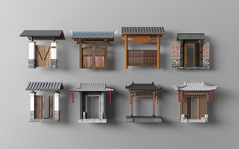 Chinese Style Door Head Patio Door Head 3d model