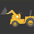 Yellow Construction Utility Loader With Front Bucket Large Tires And Gray Details