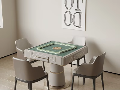 Modern Entertainment Table With Green Playing Surface And Grey Chairs In Room Setting 3d model