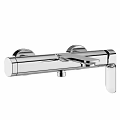 Contemporary Modern Chrome Bathroom Faucet With Double Handles And Sleek Design