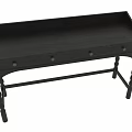 Classic Black Wooden Desk With Four Drawers And Spiral Legs Design