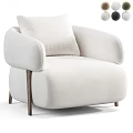 Modern Cream White Single Sofa With Armrest And Wooden Legs Design