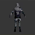 Futuristic Techwear Costume With Hooded Design Blue Accents And Mechanical Details