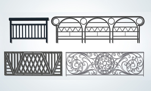 Modern Railing Iron Railing 3d model