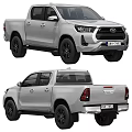 Toyota Silver Pickup Truck Double Cab Design With Black Wheels And Exterior