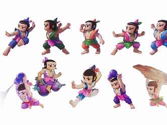 2D Cartoon Huludao Cartoon Characters 3d model